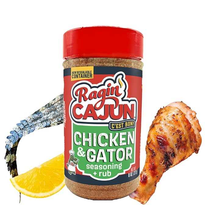 Ragin' Cajun Chicken or Gator Cajun Seasoning - 8 oz Shaker, Gluten-Free, No MSG - Authentic