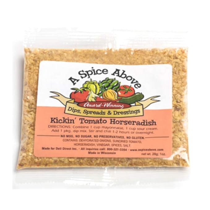 A Spice Above Dips, Spreads, and Dressing Mixed Seasonings Party Packets, 3 Pack (Kickin Tomato