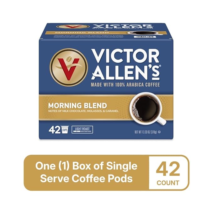 Victor Allen's Coffee Morning Blend, Light Roast, 42 Count, Single Serve Coffee Pods for Keurig