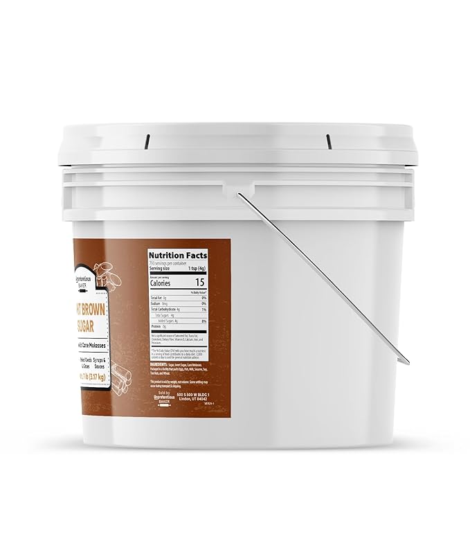 Unpretentious Light Brown Sugar, 1 Gallon, Made With Cane Molasses, Perfect For Desserts, Meat &