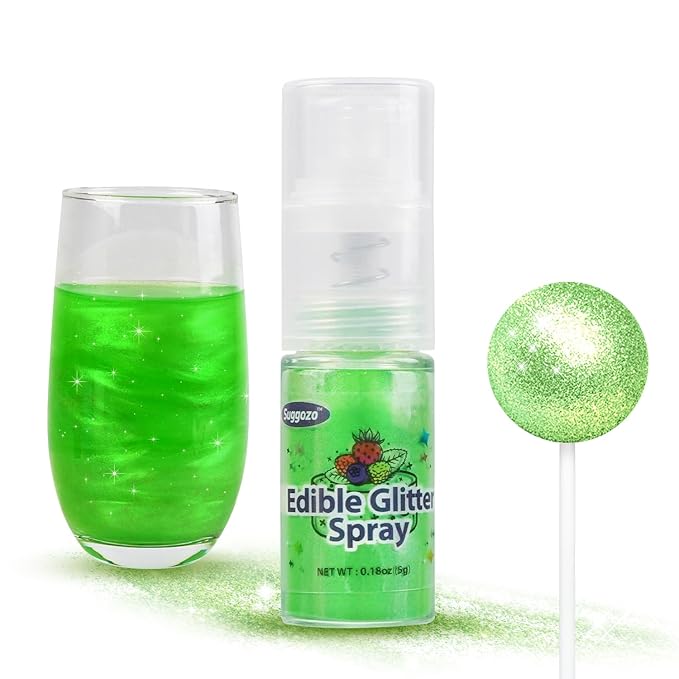 Green Edible Glitter Spray, 5g Food Grade, Edible Green Glitter for Drinks, Cake Decorating
