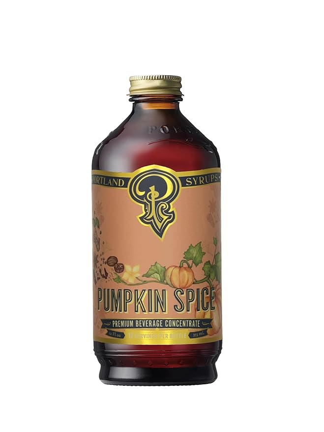 Portland Syrups Pumpkin Spice Syrup - Organic Pumpkin & Ginger Coffee Syrup for Lattes, Mocktails