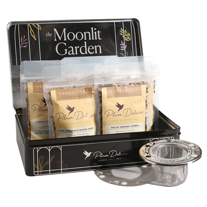 Moonlit Garden Collection Assorted Herbal Tea Gift Set - Hand-Crafted Loose Leaf Teas, Presentation