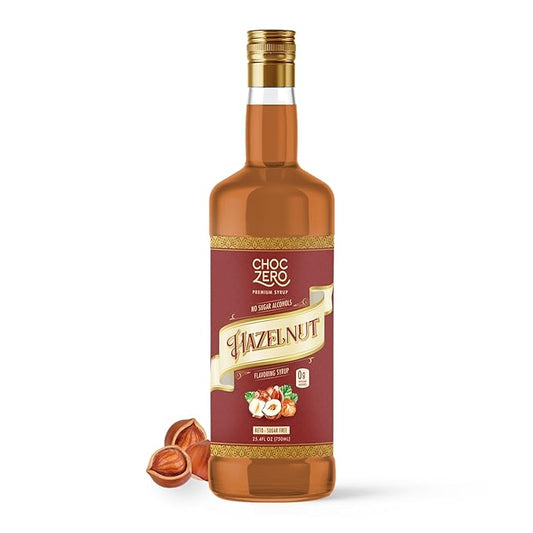 ChocZero Sugar Free Hazelnut Syrup for Coffee - Keto Flavoring Syrups - Low Calorie Simple Syrup