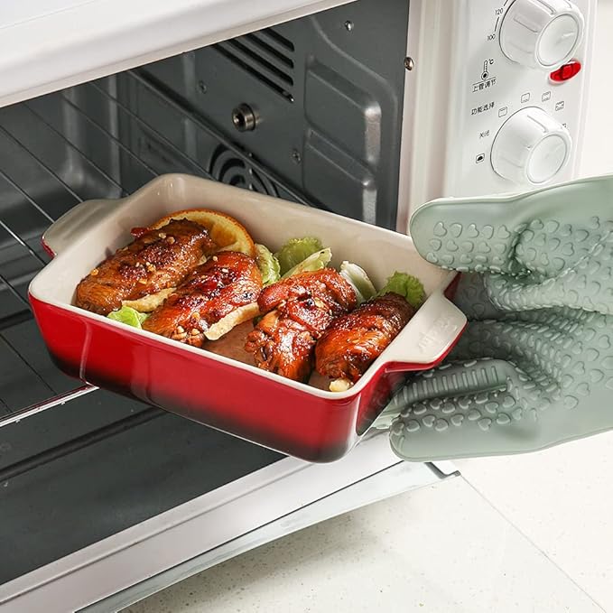 Sweejar Ceramic Baking Dish, Rectangular Small Baking Pan with Double Handles, 20 Oz for Cooking