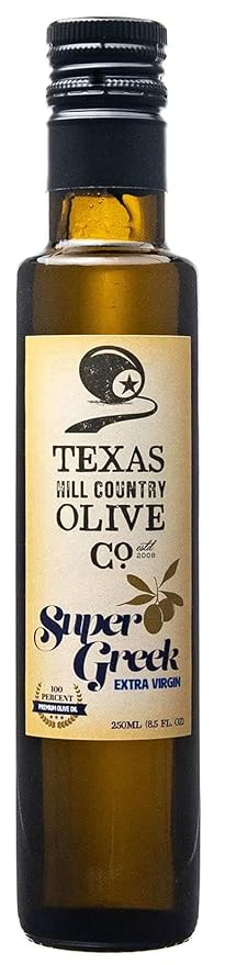 Texas Hill Country Olive Co Super Greek Extra Virgin Olive Oil - Cold Pressed EVOO Gourmet Olive