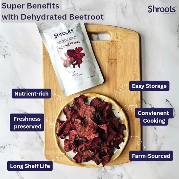 SHROOTS Organic Dried Beetroot Flakes ??Raw, Non-GMO, Natural Energy Boost, Vegan & Gluten-Free