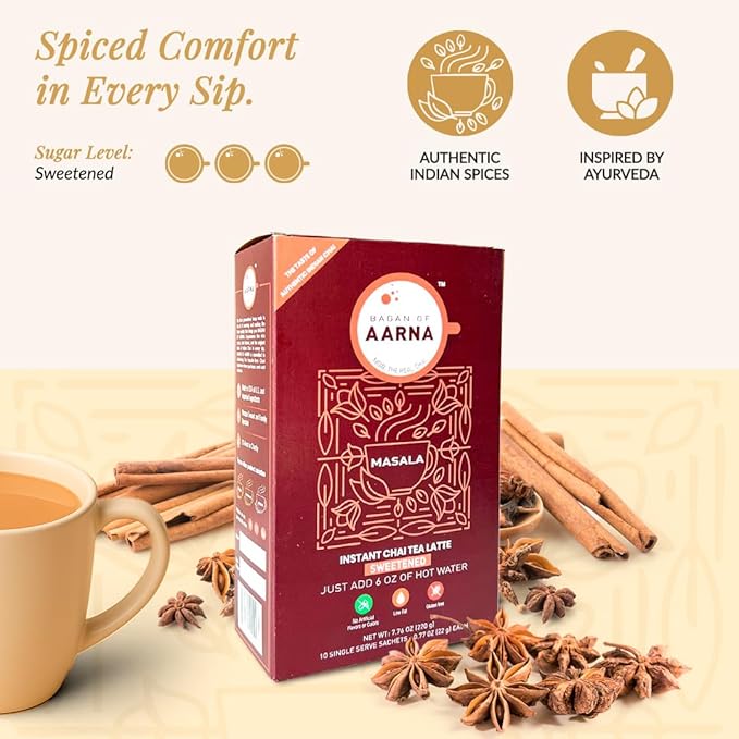 Bagan of Aarna Instant Masala Chai, Tea Powder Mix, Spiced Tea, All Natural Chai Tea, Authentic