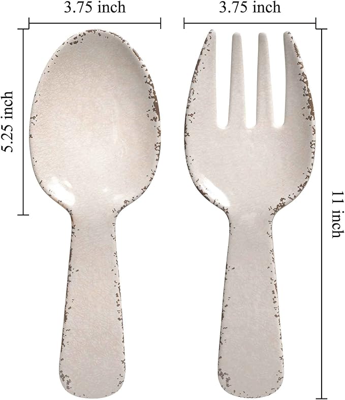 UPware Crackle Melamine Salad Servers, Serving Utensil Set, Includes Serving Fork and Spoon for