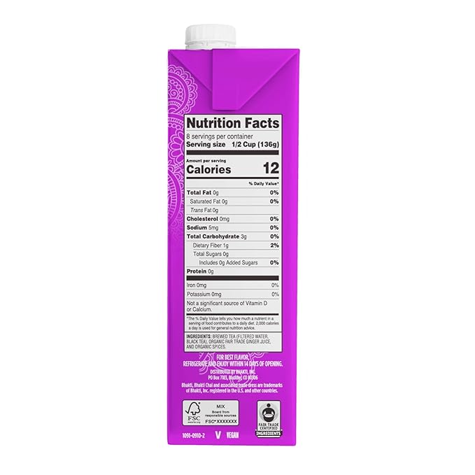 Bhakti Chai Tea Concentrate | Sugar-Free, Fresh Organic Ginger, Black Tea, Spiced, Dairy-Free