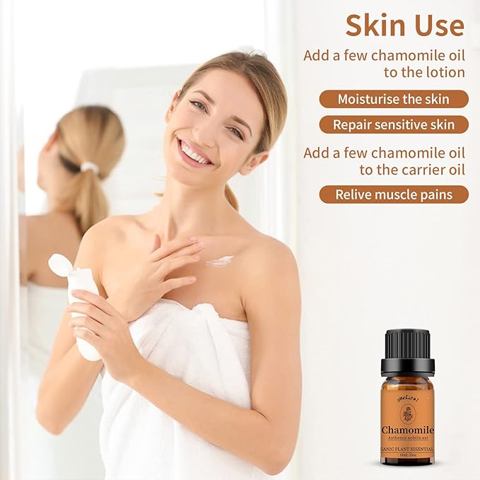 Yethious Organic Chamomile Essential Oil 100% Pure Aromatherapy Oils for Diffuser, Skin, Hair and