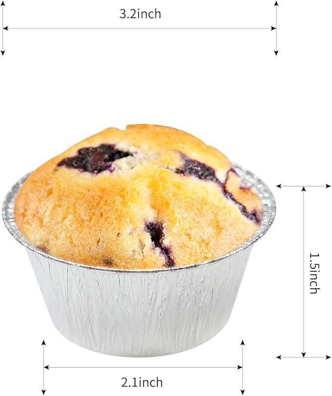 Aluminum Foil Baking Cups, Disposable Ramekin 4 Oz Silver Foil Cupcake liners, 150 Pcs Aluminum