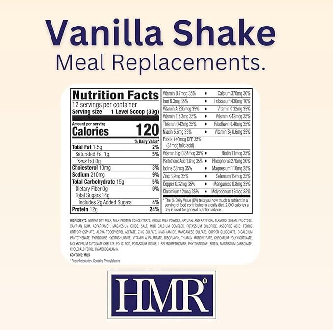 HMR 120 Vanilla Shake Meal Replacement Powder | Vanilla Shake Mix to Support Healthy Weight Loss |