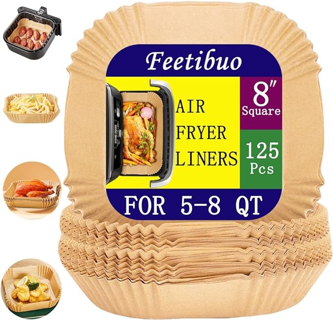 parchment paper for air fryer, 7.9inch square air fryer liners disposable,125PCS Non-stick