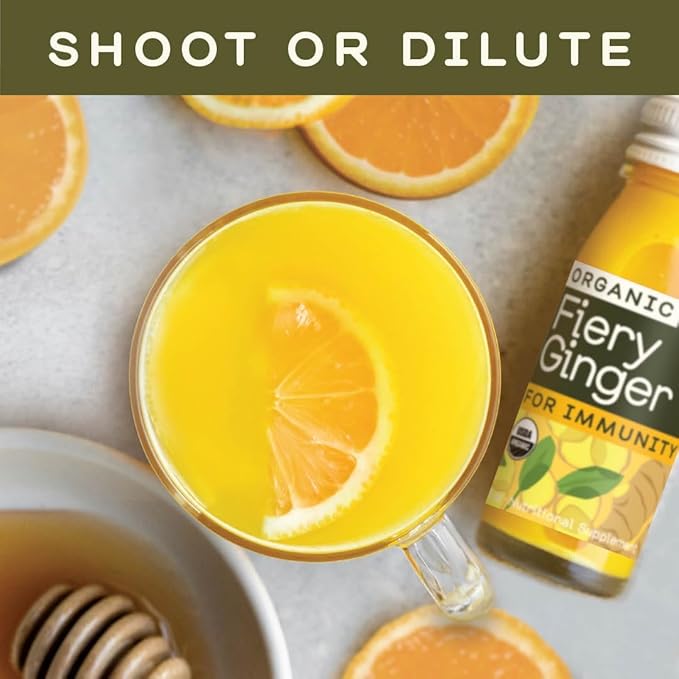 Greenhouse Juice Organic Fiery Ginger Wellness Shots 24-Count 60ml Glass Bottles | Vegan &