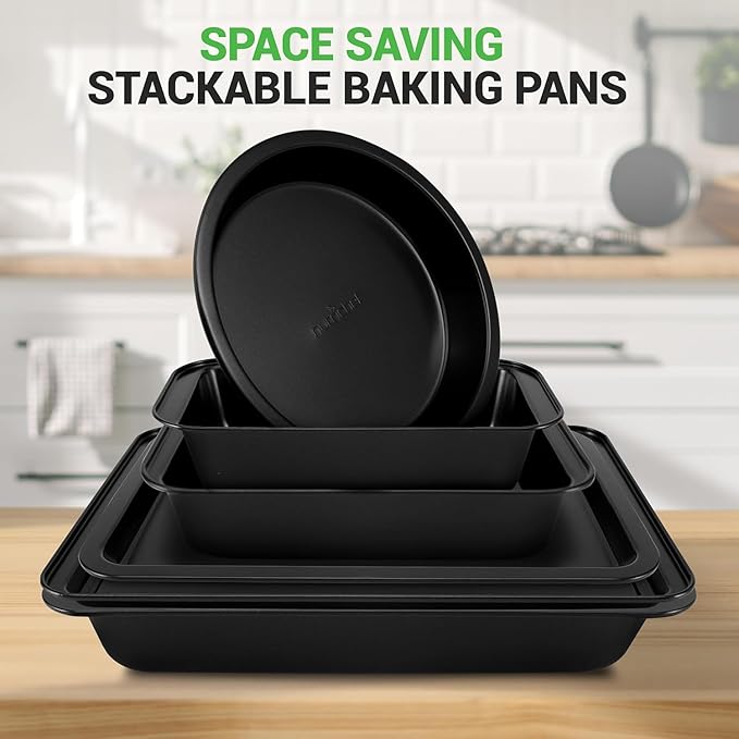 NutriChef 10-Piece Non-Stick Baking Set – Heavy-Duty Carbon Steel Bakeware Set w/ Cookie Sheets