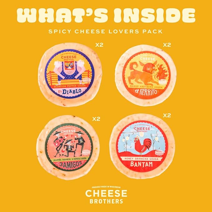 Cheese Bros. Spicy Cheese Lovers Gift Box | Fresh from Wisconsin | Gouda varieties include Honey