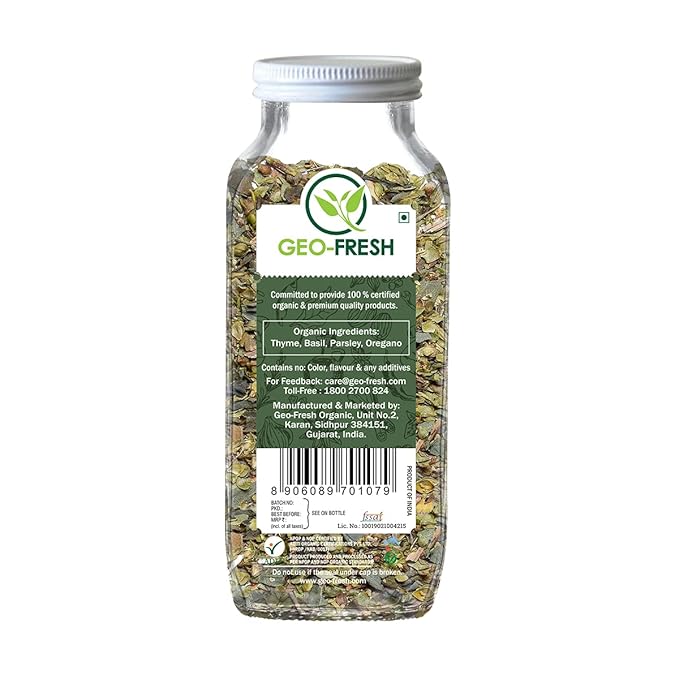 Geo-Fresh Organic Italian Seasoning, 2.47 oz (70g), Non-GMO, Kosher, 100% Organic Herbs, Basil