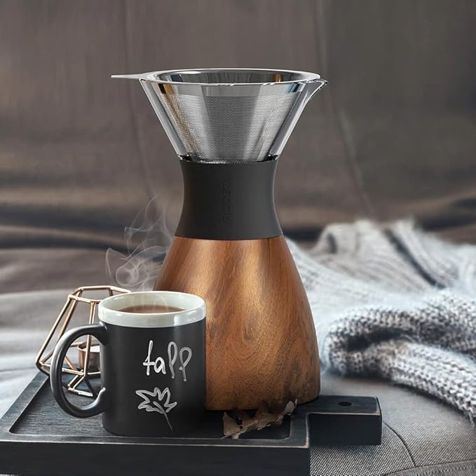 asobu Insulated Pour Over Coffee Maker (32 oz.) Double-Wall Vacuum, Stainless-Steel Filter and Take