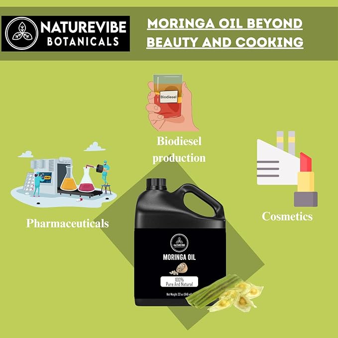 Naturevibe Botanicals Moringa Oil 32 Ounces | 100% Pure and Natural | Great for Skin Care and Hair