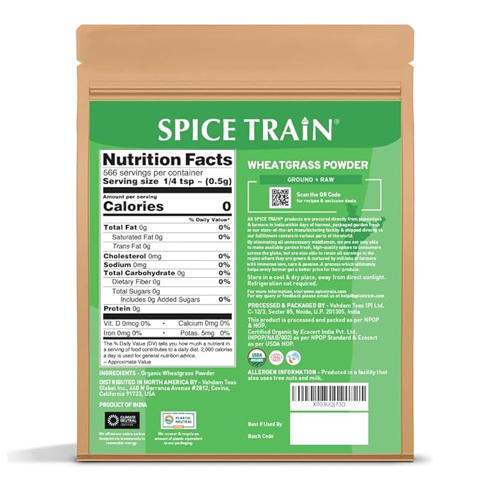 HANDPICK USDA Organic Wheatgrass Powder (10oz) Rich Green Powder - Lab Tested | 100% Whole Leaf |