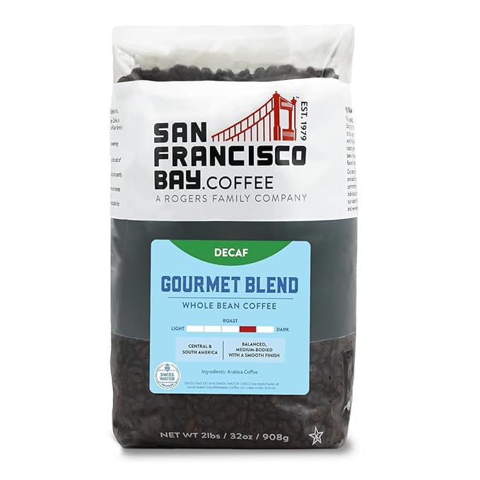 San Francisco Bay Coffee - Decaf Medium-Dark Roast Whole Bean Coffee - Decaf Gourmet Blend (2 lb