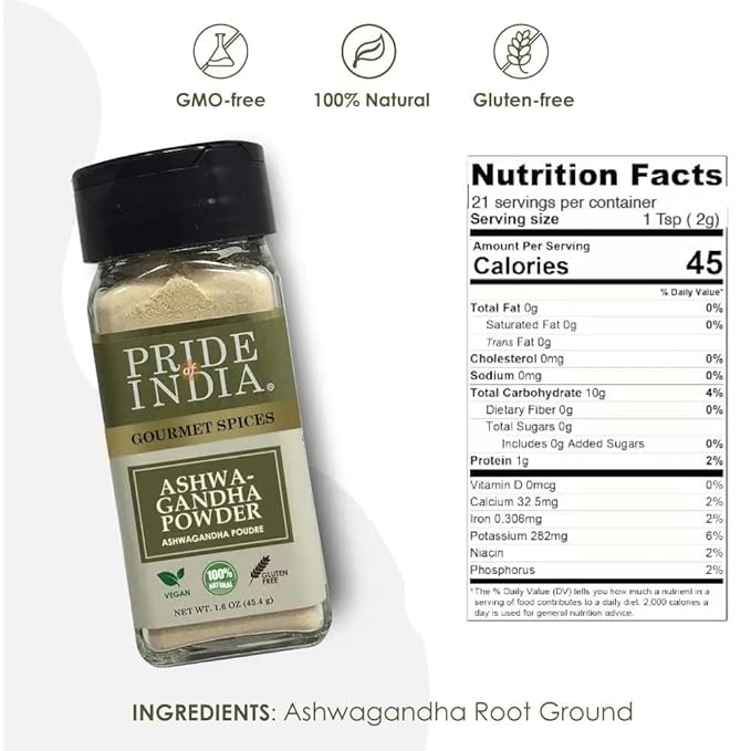 Pride of India – Natural Ashwagandha Root Ground – Health Benefits – Good for Energy Level/Body