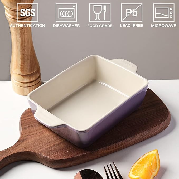 Sweejar Ceramic Baking Dish, Rectangular Small Baking Pan with Double Handles, 20 Oz for Cooking