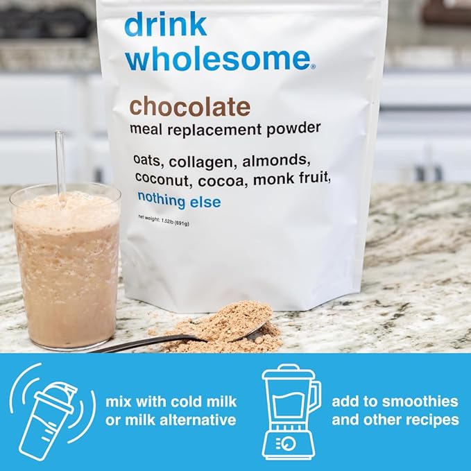 Drink Wholesome Chocolate Meal Replacement Powder | for Sensitive Stomachs | Gut Friendly |