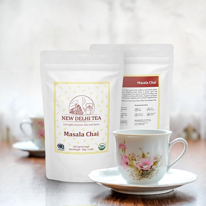 New Delhi Tea’s Premium Masala Chai Tea Bags | Organic Black Tea | Masala Chai Tea With Ginger