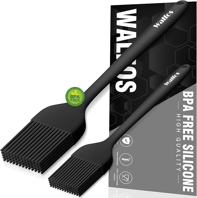 Walfos Silicone Basting Pastry Brush, Heat Resistant Pastry Brush Set, Strong Steel Core and