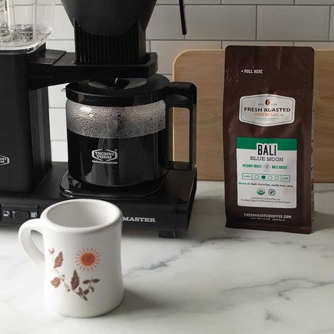 Fresh Roasted Coffee, Organic Bali Blue Moon | USDA Organic, Kosher | Medium Roast 12 oz Whole Bean