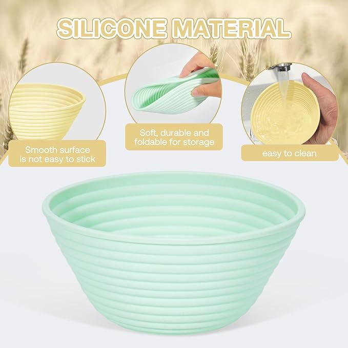 Silicone Banneton, Sourdough Bread Baskets (Set of 6, 5 Inch), Round Proofing Bread Bowls with