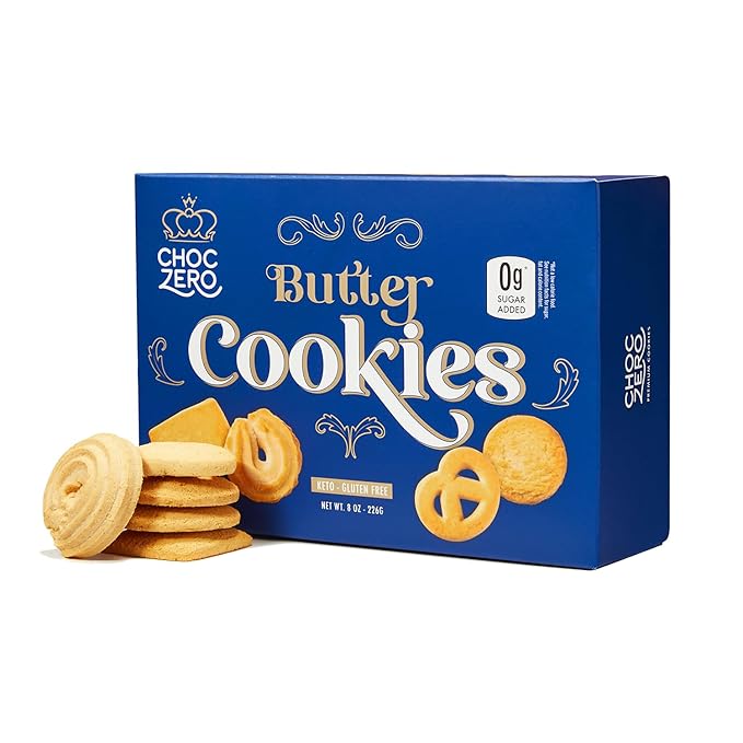 ChocZero Keto Butter Cookies - Sugar Free Danish Shortbread - Gluten Free, Low Carb - 8oz, (Pack of