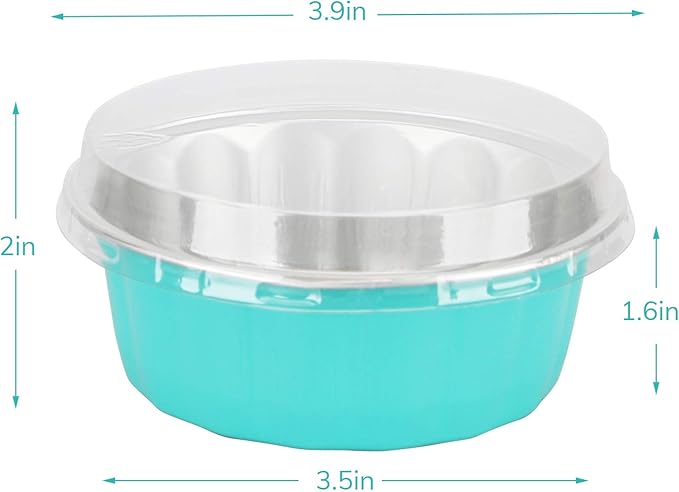 Beasea Aluminum Foil Baking Cups with Lids, 8oz 100 Pack Disposable, Blue, Perfect for Wedding