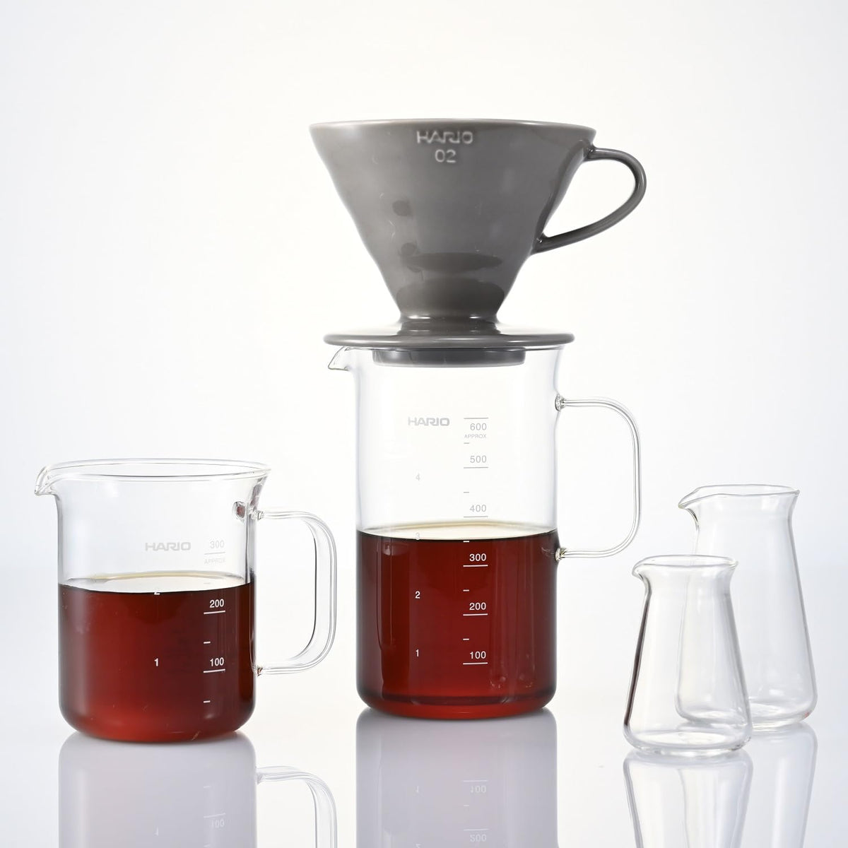 HARIO BVD-3012-GR Beaker Server & Dripper Set, Practical Capacity: 20.3 fl oz (600 ml), For 1-4