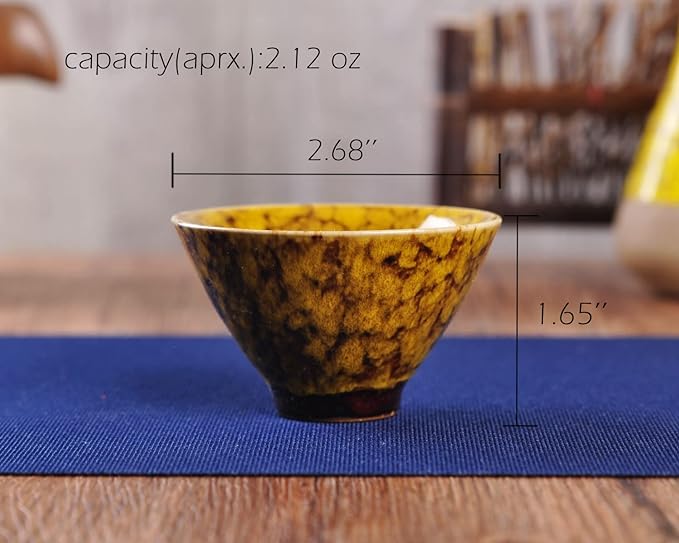 WHJY Ceramic, Japanese Sake Cups, Traditional Chinese Kung Fu Tea cups set Kiln Change Glazed. set