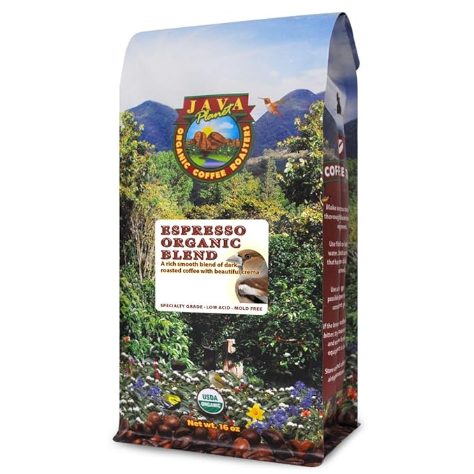 Low Acid Organic Coffee ??Whole Bean, Mold-Free & Stomach Friendly by Java Planet, Espresso Blend
