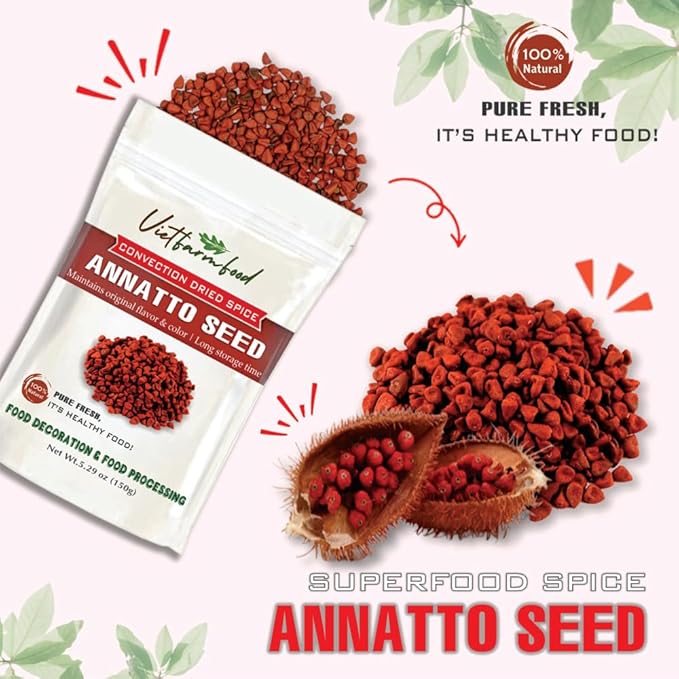 ANNATTO SEED 5.29 Oz (150g) VIETFARMFOOD: Natural pure, convection dried seasoning made from real