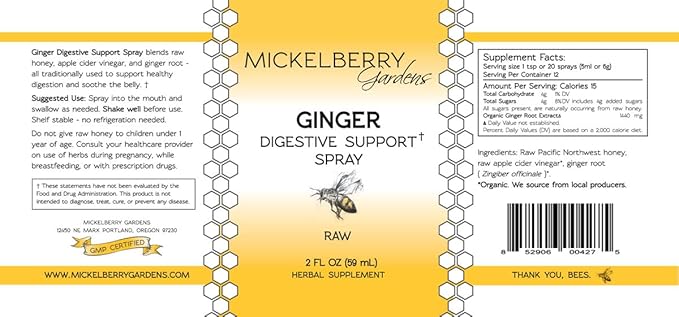 Mickelberry Gardens Immune Support Ginger Honey Spray ??Organic Ginger Shots & Syrup for Immunity