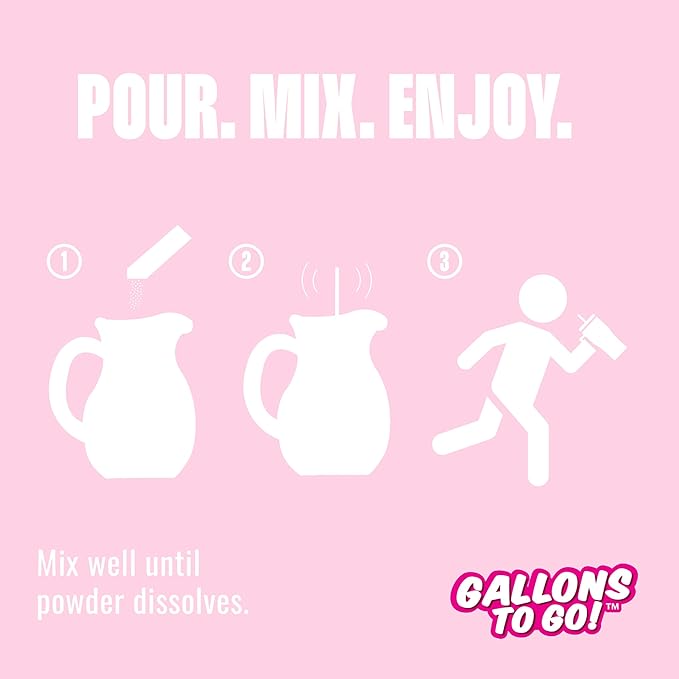 Starburst Gallons To Go Powdered Drink Mix, 8-Count Box (6 Pack), All Pink Strawberry - Low Calorie