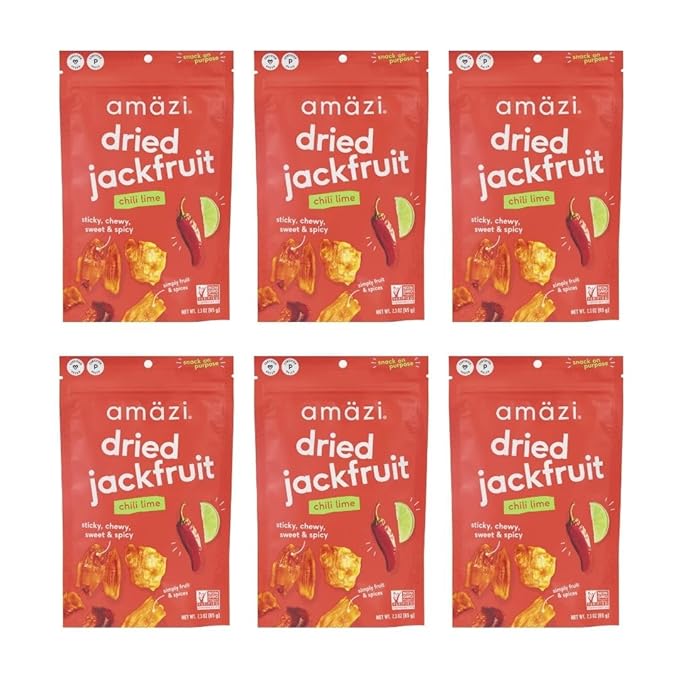 Am채zi Foods | Chili Lime Dried Jackfruit (6 Pack) | All Natural Snacks | Gluten Free Healthy Dried