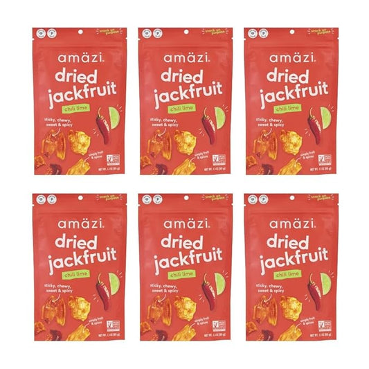 Am채zi Foods | Chili Lime Dried Jackfruit (6 Pack) | All Natural Snacks | Gluten Free Healthy Dried