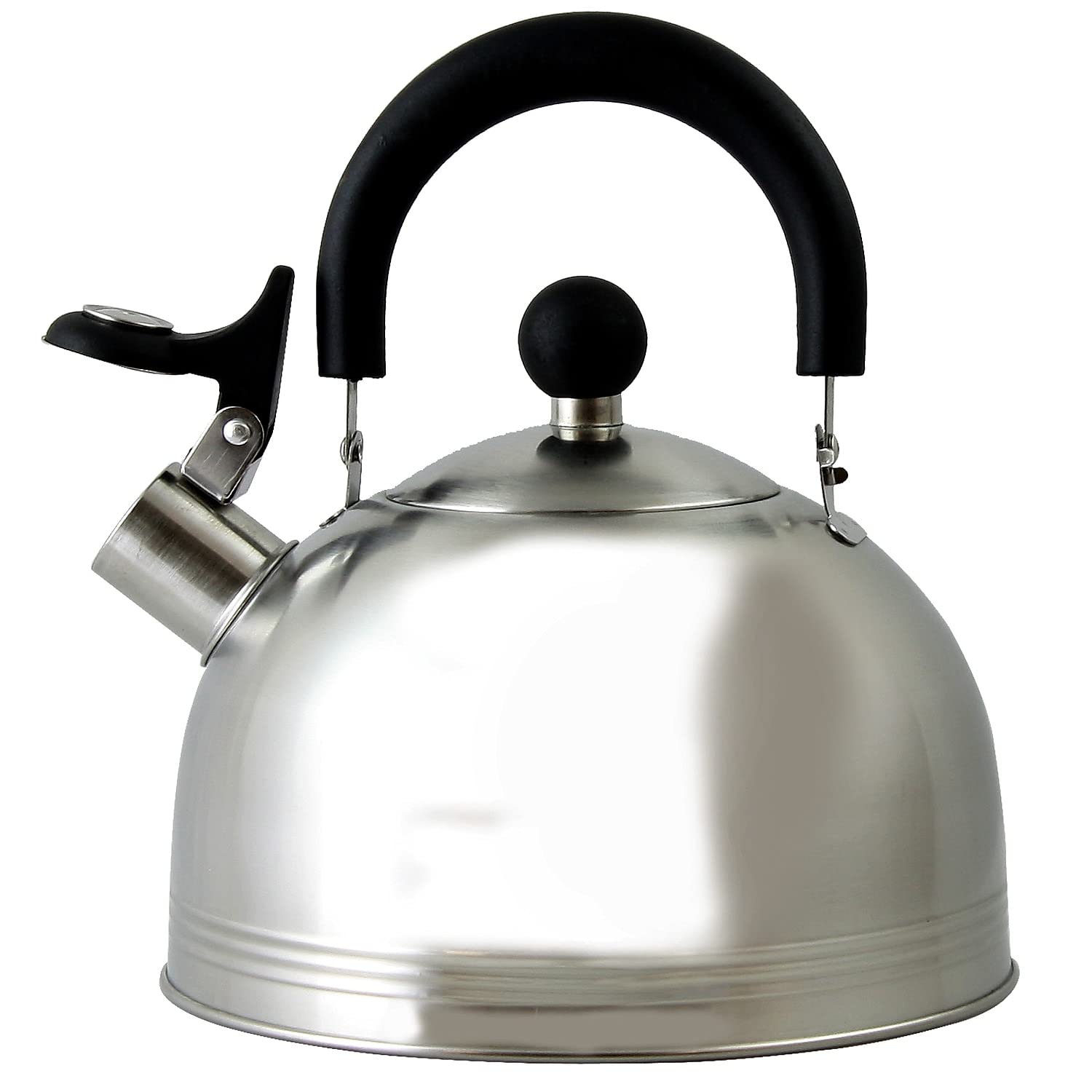 Mr. Coffee Carterton Stainless Steel Whistling Tea Kettle – 1.5-Quart Capacity, Mirror Polish