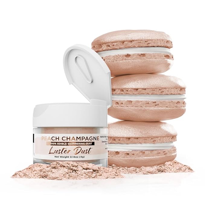 Luster Dust - Peach Champagne (4g 1x Jar) | Edible Vegan Dust & Paint for Cake Decorating, Ice