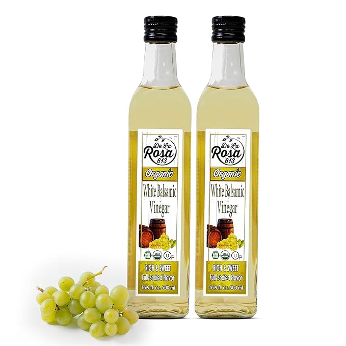 De La Rosa Organic White Balsamic Vinegar, Aged in Spanish Wood Barrels, Kosher for Passover, Vegan