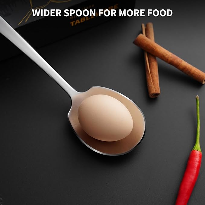 4 Piece Stainless Steel Serving Spoons Set - 2 Large, 2 Slotted, 9.2-Inch, Dishwasher Safe, for