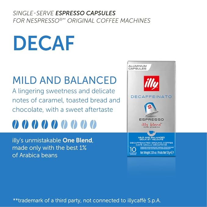 Illy Espresso Compatible Capsules - Single-Serve Coffee Capsules & Pods - Classico Decaf Roast