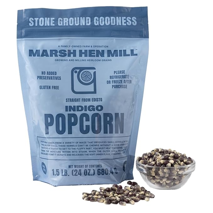 Marsh Hen Mill Indigo Popcorn Kernels | Vibrant Blue Kernels That Pop into Crisp White Flakes |