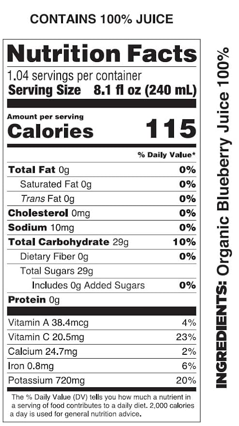 Pomona Organic Juices Pure Blueberry Juice, Cold Pressed Organic Juice, Non-GMO, No Sugar Added